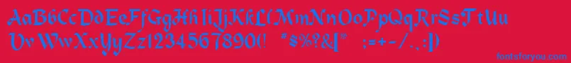 Zepplin Font – Blue Fonts on Red Background