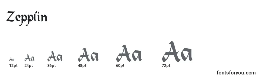 Размеры шрифта Zepplin