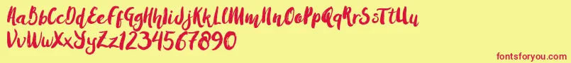 AmulhedBrushDemo Font – Red Fonts on Yellow Background