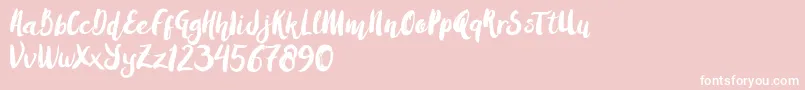 AmulhedBrushDemo-Schriftart – Weiße Schriften auf rosa Hintergrund