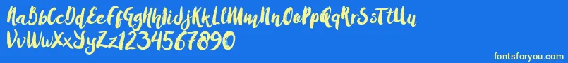 AmulhedBrushDemo Font – Yellow Fonts on Blue Background