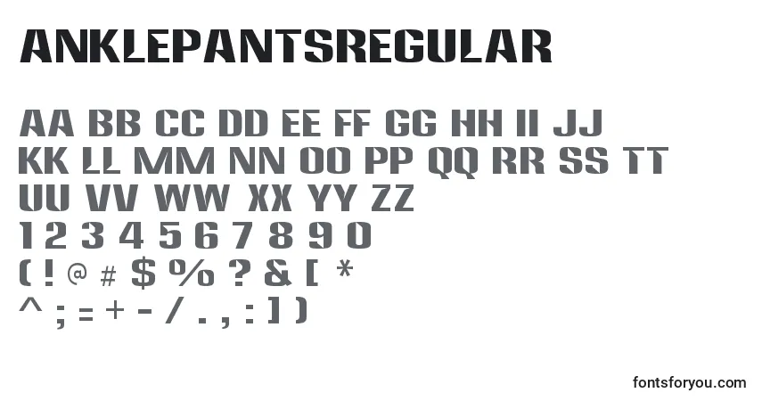 Czcionka AnklepantsRegular – alfabet, cyfry, specjalne znaki