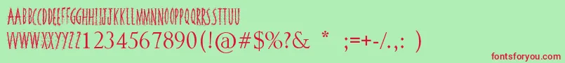 SquiggleyBrown Font – Red Fonts on Green Background