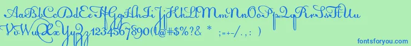 AcquestScript Font – Blue Fonts on Green Background