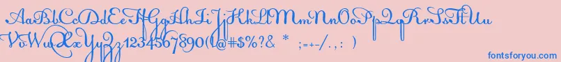 AcquestScript-Schriftart – Blaue Schriften auf rosa Hintergrund