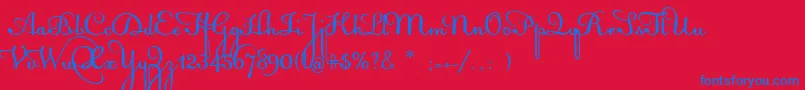 AcquestScript Font – Blue Fonts on Red Background