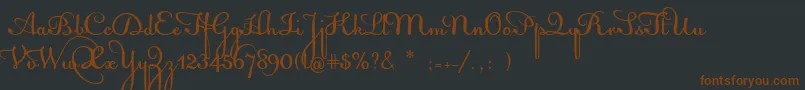 AcquestScript-fontti – ruskeat fontit mustalla taustalla