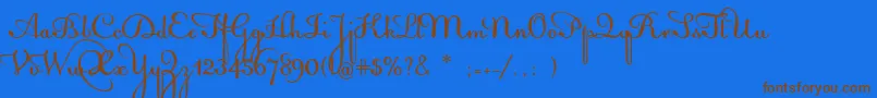 フォントAcquestScript – 茶色の文字が青い背景にあります。