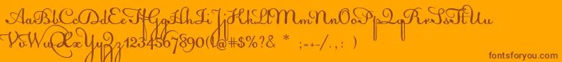 AcquestScript Font – Brown Fonts on Orange Background