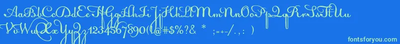 AcquestScript Font – Green Fonts on Blue Background