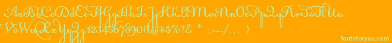 AcquestScript Font – Green Fonts on Orange Background
