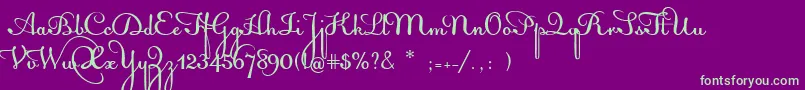 AcquestScript-fontti – vihreät fontit violetilla taustalla