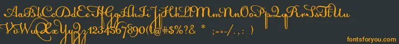 AcquestScript-Schriftart – Orangefarbene Schriften auf schwarzem Hintergrund