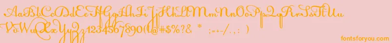 フォントAcquestScript – オレンジの文字がピンクの背景にあります。
