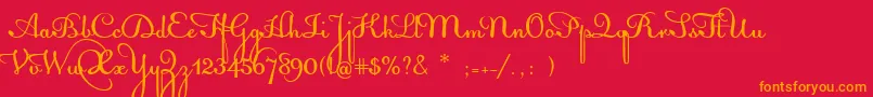 AcquestScript-Schriftart – Orangefarbene Schriften auf rotem Hintergrund