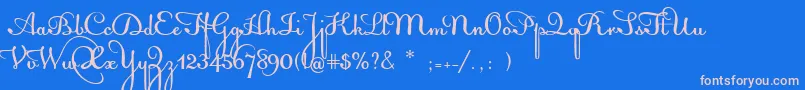 AcquestScript-Schriftart – Rosa Schriften auf blauem Hintergrund