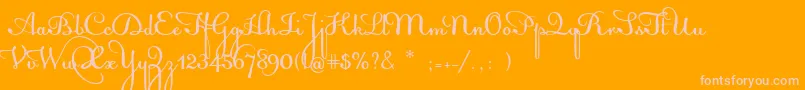 AcquestScript Font – Pink Fonts on Orange Background