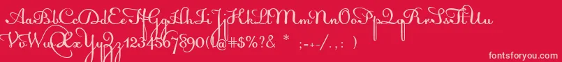 フォントAcquestScript – 赤い背景にピンクのフォント