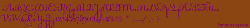 AcquestScript-fontti – violetit fontit ruskealla taustalla