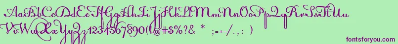 Шрифт AcquestScript – фиолетовые шрифты на зелёном фоне
