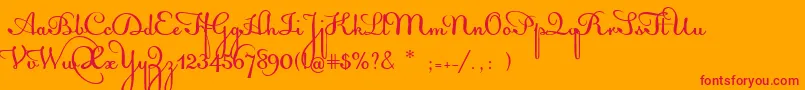 AcquestScript Font – Red Fonts on Orange Background