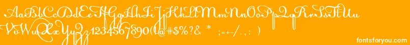 AcquestScript-fontti – valkoiset fontit oranssilla taustalla