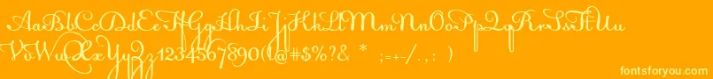 AcquestScript Font – Yellow Fonts on Orange Background