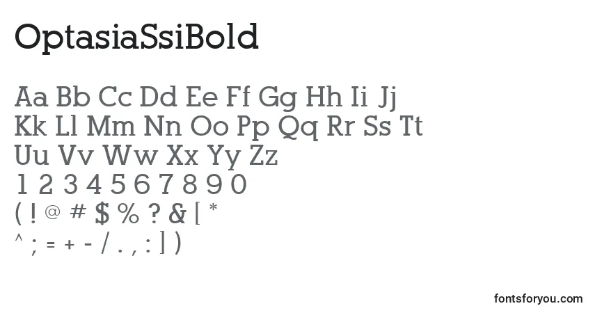 Шрифт OptasiaSsiBold – алфавит, цифры, специальные символы