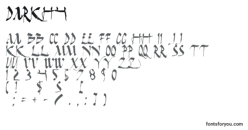 A fonte Darkh4 – alfabeto, números, caracteres especiais