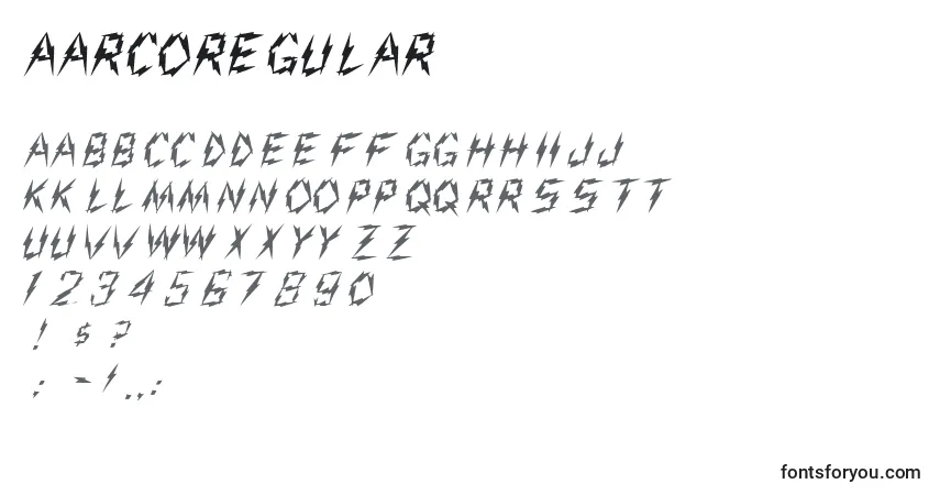 A fonte AarcoRegular – alfabeto, números, caracteres especiais