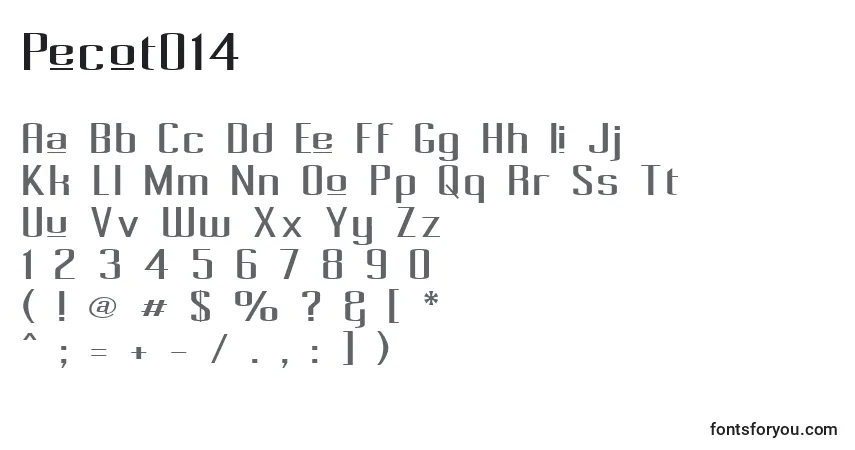 Czcionka Pecot014 – alfabet, cyfry, specjalne znaki