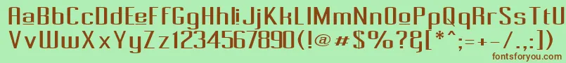 Pecot014-fontti – ruskeat fontit vihreällä taustalla