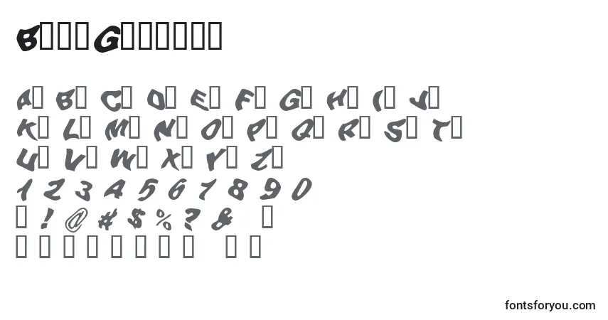 A fonte BeerGoggles – alfabeto, números, caracteres especiais