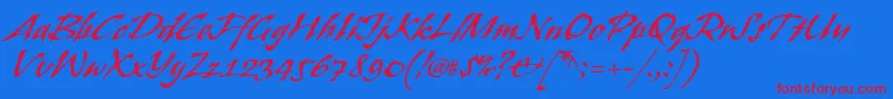 Bansheestd-Schriftart – Rote Schriften auf blauem Hintergrund