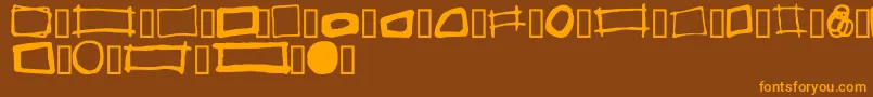 フォントSomeBoxes – オレンジ色の文字が茶色の背景にあります。