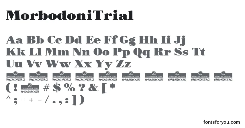 Schriftart MorbodoniTrial – Alphabet, Zahlen, spezielle Symbole