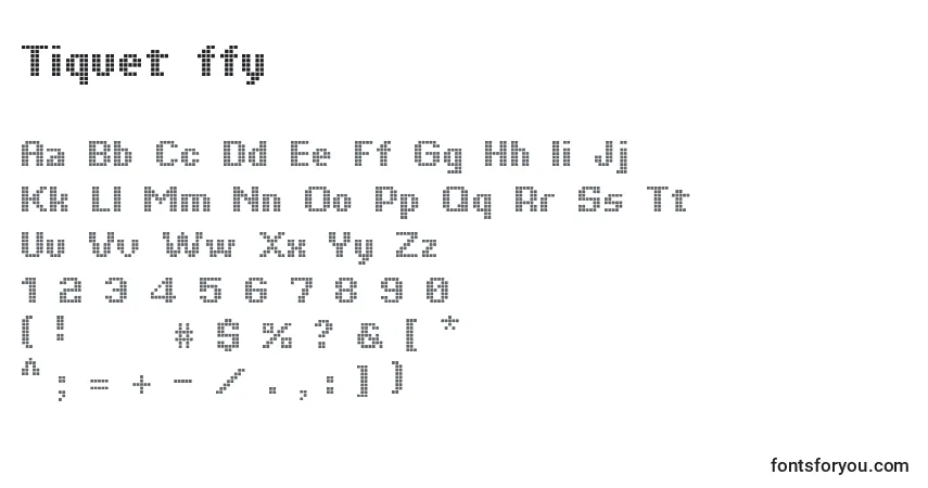A fonte Tiquet ffy – alfabeto, números, caracteres especiais