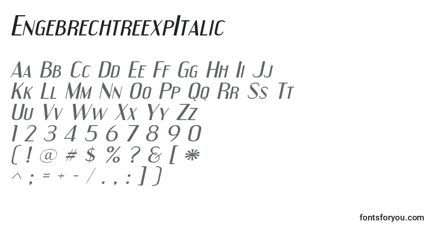 Шрифт EngebrechtreexpItalic – алфавит, цифры, специальные символы
