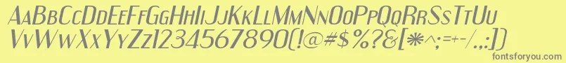 EngebrechtreexpItalic-fontti – harmaat kirjasimet keltaisella taustalla