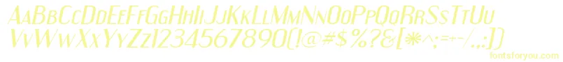 EngebrechtreexpItalic-Schriftart – Gelbe Schriften auf weißem Hintergrund