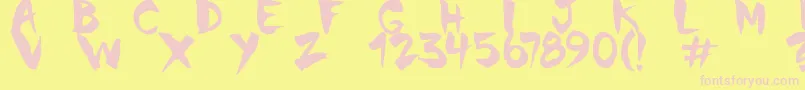 フォントChinelaBrush – ピンクのフォント、黄色の背景
