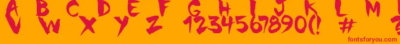 フォントChinelaBrush – オレンジの背景に赤い文字