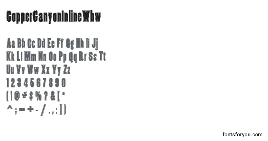 Шрифт CopperCanyonInlineWbw – алфавит, цифры, специальные символы