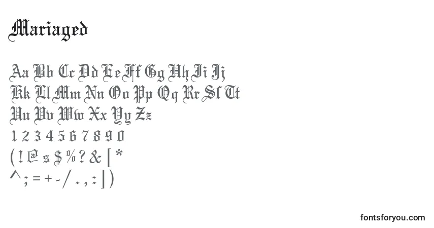 Schriftart Mariaged – Alphabet, Zahlen, spezielle Symbole