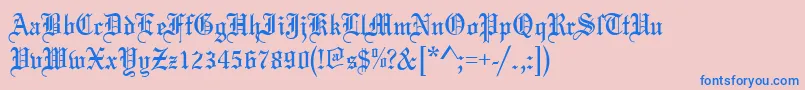 フォントMariaged – ピンクの背景に青い文字