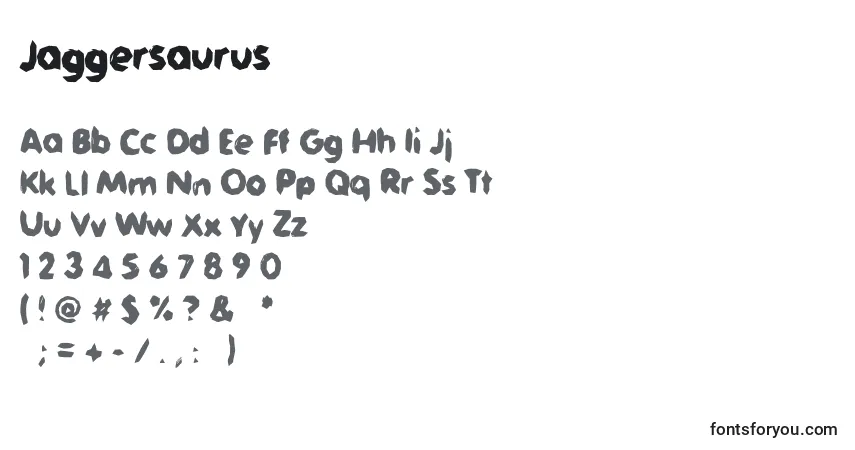 Schriftart Jaggersaurus – Alphabet, Zahlen, spezielle Symbole