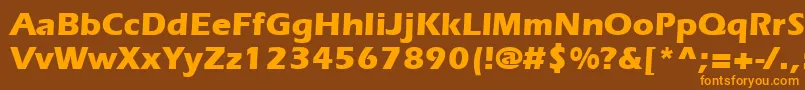フォントItcErasLtBold – オレンジ色の文字が茶色の背景にあります。