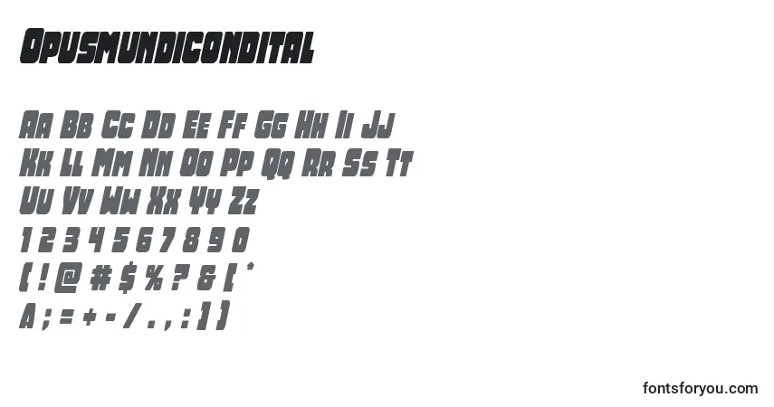 Fuente Opusmundicondital - alfabeto, números, caracteres especiales