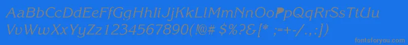 KorinaSemiboldIta-Schriftart – Graue Schriften auf blauem Hintergrund