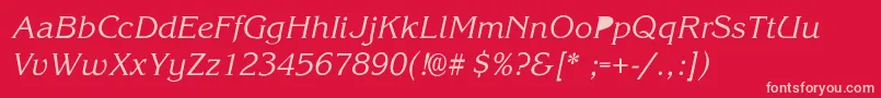 KorinaSemiboldIta Font – Pink Fonts on Red Background